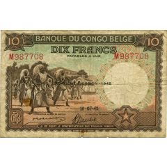 10 Francs Brown, `DEUXIEME EMISSION` overprint