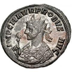 Antoninianus - Probus Imperial mantle, left, sceptre surmounted by eagle, ADVENTVS AVG