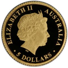 5 Dollars - Elizabeth II 4th Portrait - King Brown Snake - Gold Proof