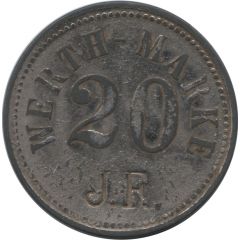 20 Pfennig Werth-Marke Countermarked `J.F.`