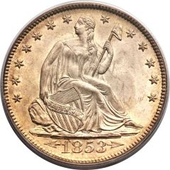 1/2 Dollar `Seated Liberty Half Dollar` with date arrows, rays around eagle