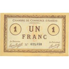 1 Franc - Chambre de Commerce D`Amiens [80] <Timbre sec>