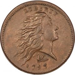 1 Cent `Flowing Hair Cent` Wreath reverse