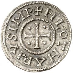 Denier - Lothair I Verdun mint, temple