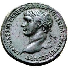 Sestertius - Trajan S P Q R OPTIMO PRINCIPI S C, Pax