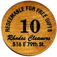 Wooden Nickel - 10 Rhodes Cleaners