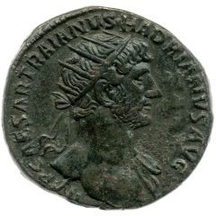 Dupondius - Hadrian PONT MAX TR POT COS III ADVENTVS AVG S C, Roma