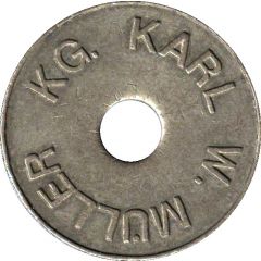 KWM token - Karl W. Müller KG. / Münzprüfer KWM Braunschweig 26 mm, hole, no circle on obverse