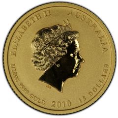 15 Dollars - Elizabeth II 4th Portrait - Year of the Tiger - Gold Bullion Coin