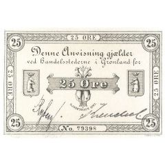 25 Øre Handelsstederne i Grønland, Type II: Stamped serial number