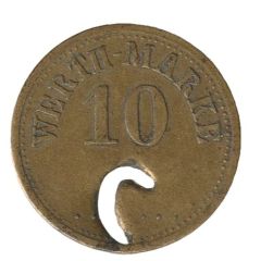 10 Pfennigs Werth-Marke, with cutout `C`