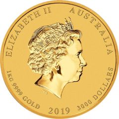3000 Dollars - Elizabeth II 4th Portrait - Year of the Pig - Gold Bullion Coin