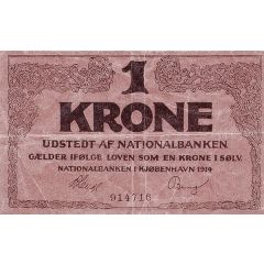 1 Krone `Kaffeposer` Skillemønt type I, Crowned Stockfish