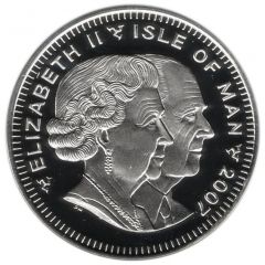 1 Crown - Elizabeth II Diamond Wedding - Family Portrait, Silver Proof with gold ink