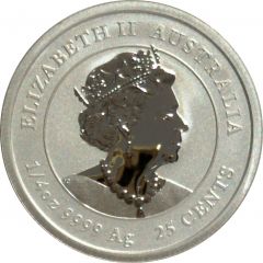 25 Cents - Elizabeth II 6th Portrait - Year of the Tiger - Silver Bullion Coin Coloured