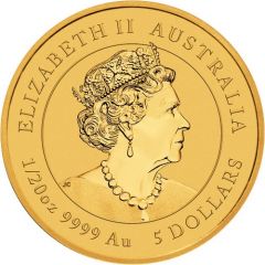5 Dollars - Elizabeth II 6th Portrait - Year of the Mouse - Gold Bullion Coin