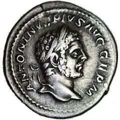 Denarius - Caracalla P M TR P XVIII COS IIII P P, Asclepius
