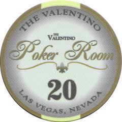 20 Dollar Poker Chip - The Valentino Poker Room Las Vegas, Nevada