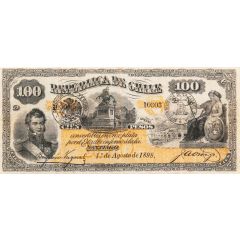 100 Pesos overprint on P#25 - Republica de Chile