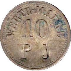 10 Pfennig Werth-Marke, Countermarked `PJ`