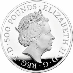 500 Pounds - Elizabeth II 5th portrait, 1 kg Fine Silver