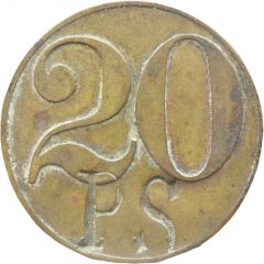 20 Pfennig Werth-Marke, Countermarked `PS`