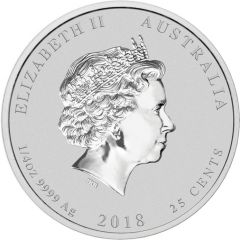 25 Cents - Elizabeth II 4th Portrait - Year of the Dog - Silver Bullion Coin