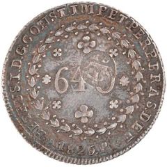 600 Réis - Luis I Countermarked issue over `640 Réis - Pedro I, Brazil`