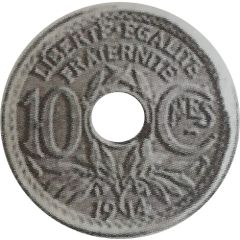 10 Centimes Epreuve uniface d`avers en bronze argenté
