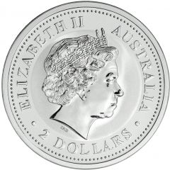 2 Dollars - Elizabeth II 4th Portrait - Year of the Rabbit - Silver Bullion Coin