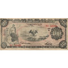 100 Pesos Gobierno Provisional de Mexico