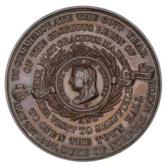 Medal - Victoria Diamond Jubilee, Goldsmith`s Co., Sheffield Town Hall, bronze