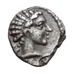 Silver 2 1/2 Asses Male head series II: pentagrams