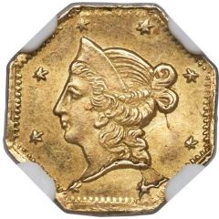 1 Dollar California Territorial Gold `Octagonal Liberty Head`