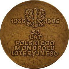 Medal - Polish Lottery Monopoly 50 Years, 1936 - 1986