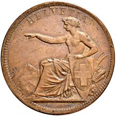 5 Francs Helvetia seated, trial, copper