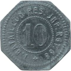 10 Pfennigs - Mainz I. Bataillon Res. Jnf. Rgt. 88