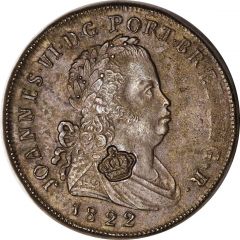 40 Réis - Pedro V Countermarked over Pataco - João VI, Portugal