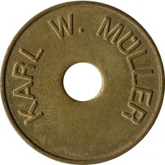 KWM token - Karl W. Müller / Münzprüfer KWM Braunschweig 26 mm, hole, no circle on obverse