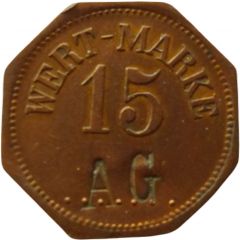 15 Pfennig Wert-Marke, Countermarked `AG`
