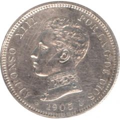 2 Pesetas - Alfonso XIII 4th portrait