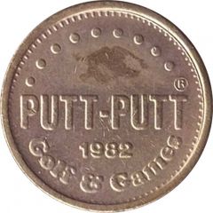 Putt Putt Golf and Games brass, with date