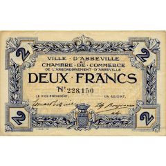 2 Francs - Ville et Chambre de Commerce d`Abbeville [80] <Filigrane abeilles>