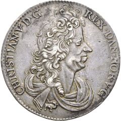 1 Speciedaler - Christian V Kongsberg type V.B, elephant below neck on obverse