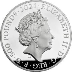 500 Pounds - Elizabeth II Prince Philip, Silver Proof