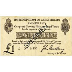 1 Pound - George V Treasury issue, 2nd series
