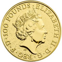 100 Pounds - Elizabeth II Red Dragon of Wales, 1 oz Fine Gold