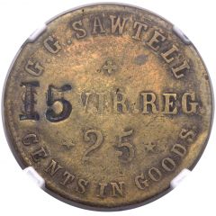 25 Cents - Civil War Token - G.G. Sawtell Sutler 8th Virginia Regiment