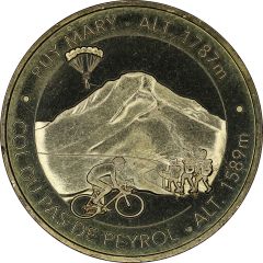 Monnaie de Paris Tourist Token - Puy Mary Col du Pas de Peyrol - Le cycliste, les randonneurs et le parapentiste