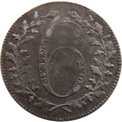 6 Pence Not Local - Britannia on cannon